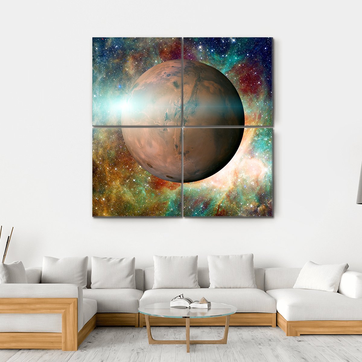 Planet Mars In Solar System Canvas Wall Art-4 Square-Gallery Wrap-17" x 17"-Tiaracle