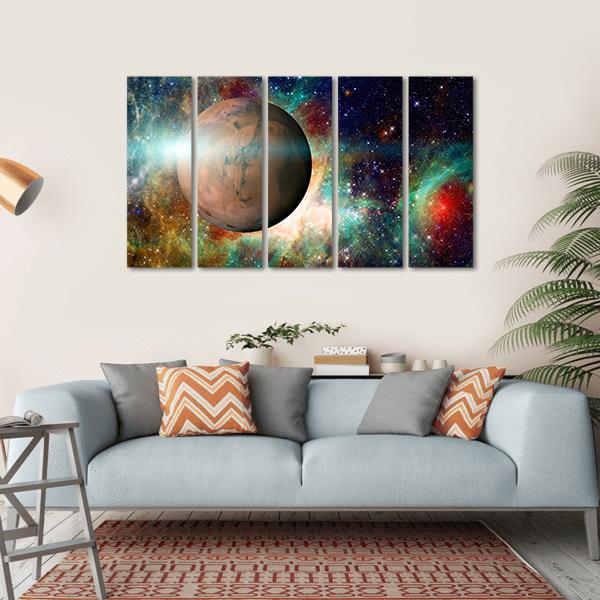 Planet Mars In Solar System Canvas Wall Art-5 Horizontal-Gallery Wrap-22" x 12"-Tiaracle