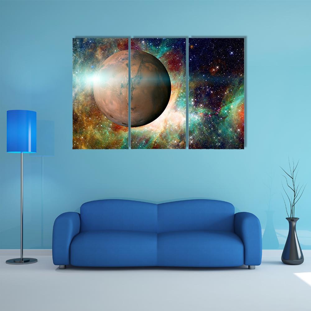 Planet Mars In Solar System Canvas Wall Art-3 Horizontal-Gallery Wrap-37" x 24"-Tiaracle