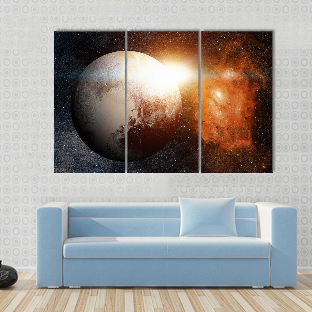 Planet Pluto Canvas Wall Art-3 Horizontal-Gallery Wrap-37" x 24"-Tiaracle