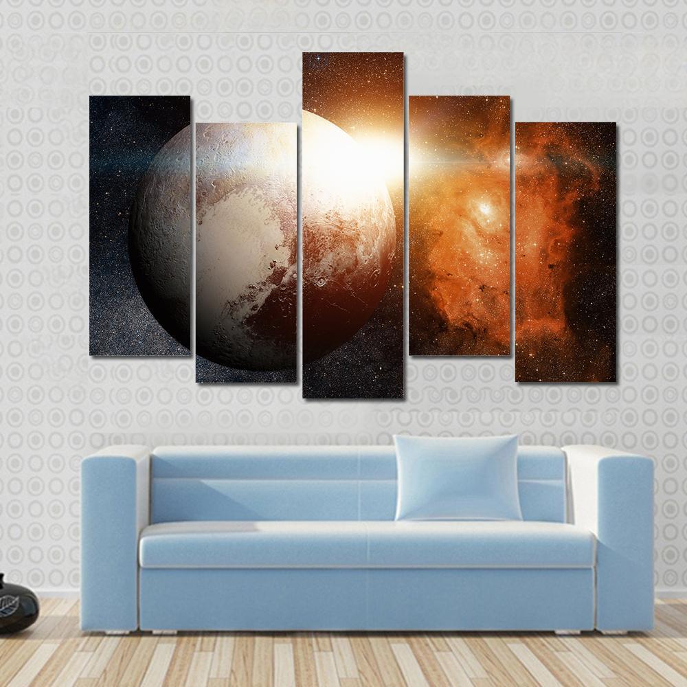 Planet Pluto Canvas Wall Art-5 Pop-Gallery Wrap-47" x 32"-Tiaracle