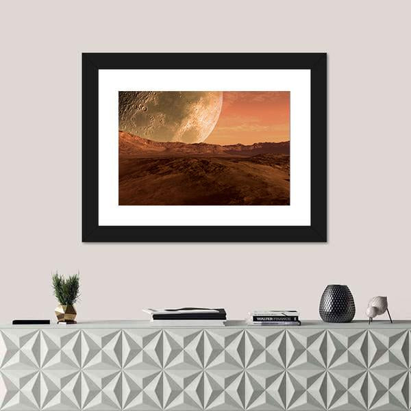 Planet With Arid Landscape Canvas Wall Art-1 Piece-Framed Print-20" x 16"-Tiaracle