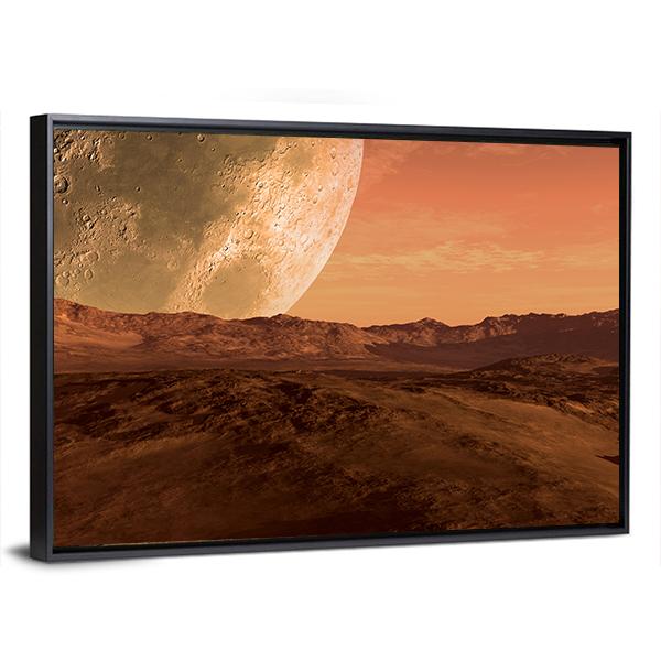 Planet With Arid Landscape Canvas Wall Art-3 Horizontal-Gallery Wrap-25" x 16"-Tiaracle