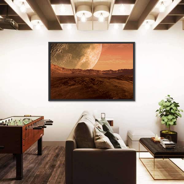 Planet With Arid Landscape Canvas Wall Art-3 Horizontal-Gallery Wrap-25" x 16"-Tiaracle