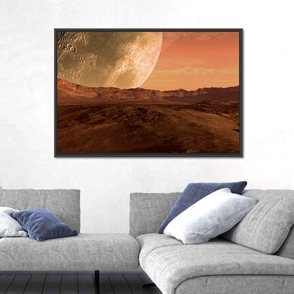Planet With Arid Landscape Canvas Wall Art-3 Horizontal-Gallery Wrap-25" x 16"-Tiaracle