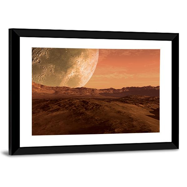 Planet With Arid Landscape Canvas Wall Art-3 Horizontal-Gallery Wrap-25" x 16"-Tiaracle