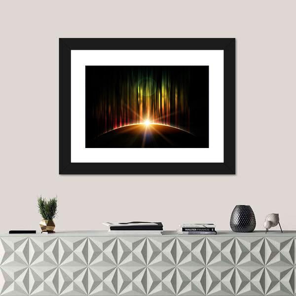 Planet With Aurora Canvas Wall Art-1 Piece-Framed Print-20" x 16"-Tiaracle