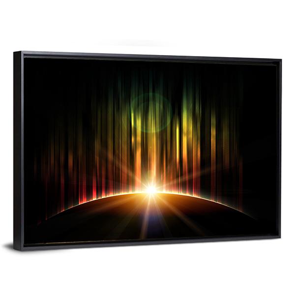 Planet With Aurora Canvas Wall Art-3 Horizontal-Gallery Wrap-25" x 16"-Tiaracle