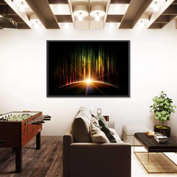 Planet With Aurora Canvas Wall Art-3 Horizontal-Gallery Wrap-25" x 16"-Tiaracle
