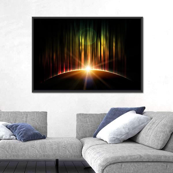 Planet With Aurora Canvas Wall Art-3 Horizontal-Gallery Wrap-25" x 16"-Tiaracle