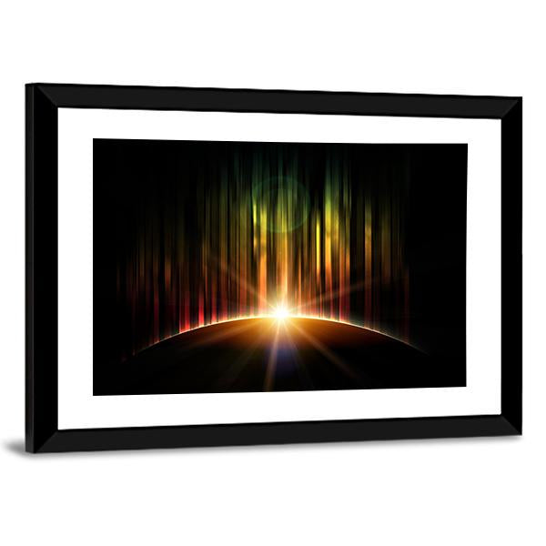 Planet With Aurora Canvas Wall Art-3 Horizontal-Gallery Wrap-25" x 16"-Tiaracle