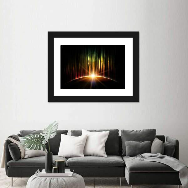 Planet With Aurora Canvas Wall Art-3 Horizontal-Gallery Wrap-25" x 16"-Tiaracle