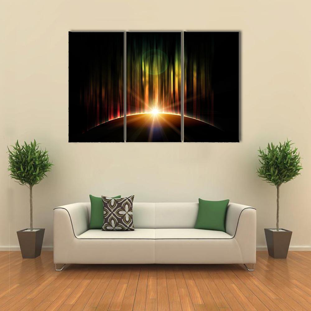 Planet With Aurora Canvas Wall Art-3 Horizontal-Gallery Wrap-37" x 24"-Tiaracle