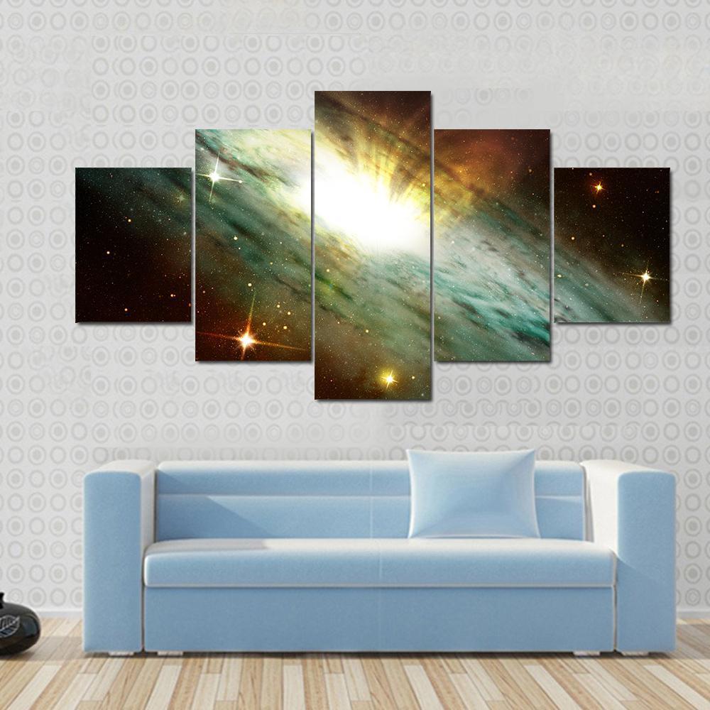 Planetary Nebula In Deep Space Canvas Wall Art-5 Star-Gallery Wrap-62&quot; x 32&quot;-Tiaracle