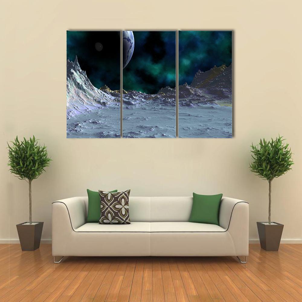 Planets Are In Deep Space Canvas Wall Art-3 Horizontal-Gallery Wrap-37" x 24"-Tiaracle