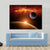 Planets Earth And Mars In Space Red Galaxy Bright Red Sun Canvas Wall Art-4 Pop-Gallery Wrap-50" x 32"-Tiaracle