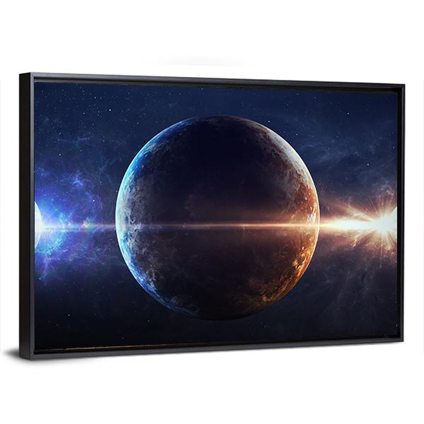 Planets In Outer Space Canvas Wall Art-3 Horizontal-Gallery Wrap-25" x 16"-Tiaracle