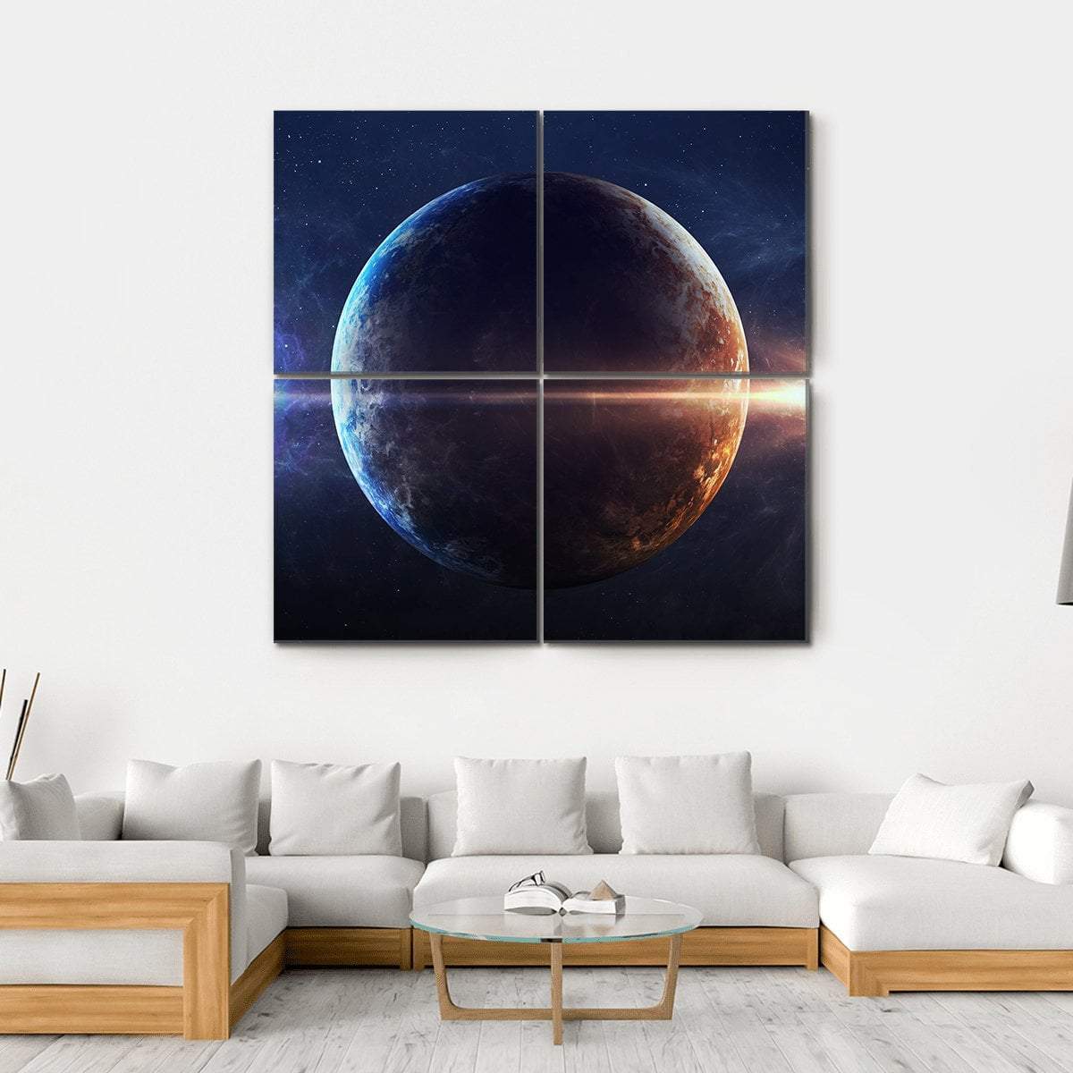 Planets In Outer Space Canvas Wall Art-4 Square-Gallery Wrap-17" x 17"-Tiaracle