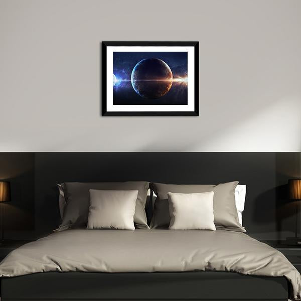 Planets In Outer Space Panoramic Canvas Wall Art-1 Piece-36" x 12"-Tiaracle