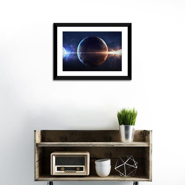 Planets In Outer Space Panoramic Canvas Wall Art-1 Piece-36" x 12"-Tiaracle