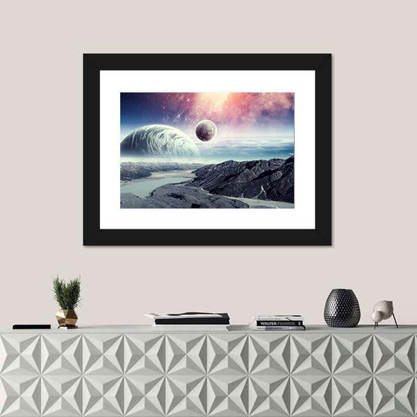 Planets In Space Canvas Wall Art-1 Piece-Framed Print-20" x 16"-Tiaracle