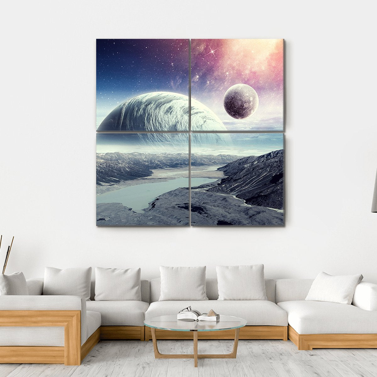 Planets In Space Canvas Wall Art-4 Square-Gallery Wrap-17" x 17"-Tiaracle