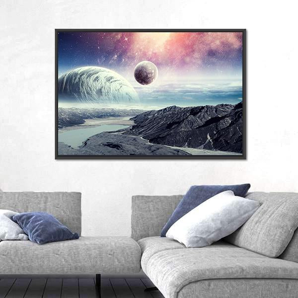Planets In Space Canvas Wall Art-5 Horizontal-Gallery Wrap-22" x 12"-Tiaracle