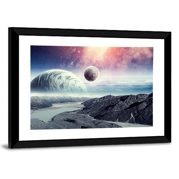 Planets In Space Canvas Wall Art-5 Horizontal-Gallery Wrap-22" x 12"-Tiaracle