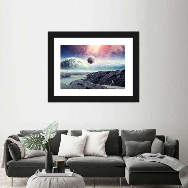 Planets In Space Canvas Wall Art-5 Horizontal-Gallery Wrap-22" x 12"-Tiaracle