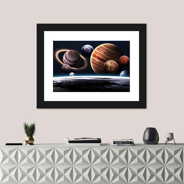 Planets Of The Solar System Canvas Wall Art-1 Piece-Framed Print-20" x 16"-Tiaracle