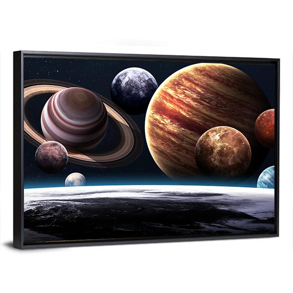 Planets Of The Solar System Canvas Wall Art-3 Horizontal-Gallery Wrap-25" x 16"-Tiaracle