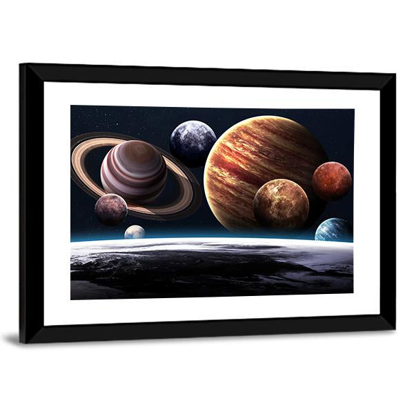 Planets Of The Solar System Canvas Wall Art-3 Horizontal-Gallery Wrap-25" x 16"-Tiaracle