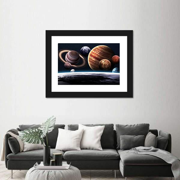 Planets Of The Solar System Canvas Wall Art-3 Horizontal-Gallery Wrap-25" x 16"-Tiaracle