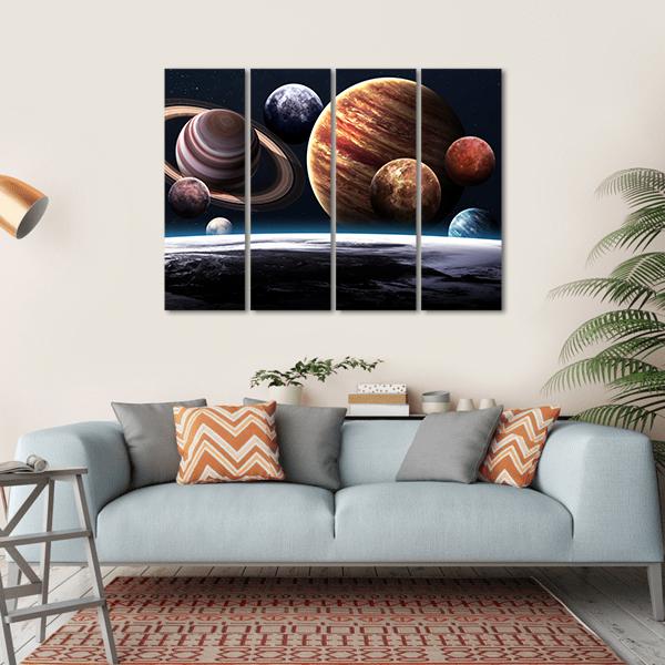 Planets Of The Solar System Canvas Wall Art-4 Horizontal-Gallery Wrap-34" x 24"-Tiaracle