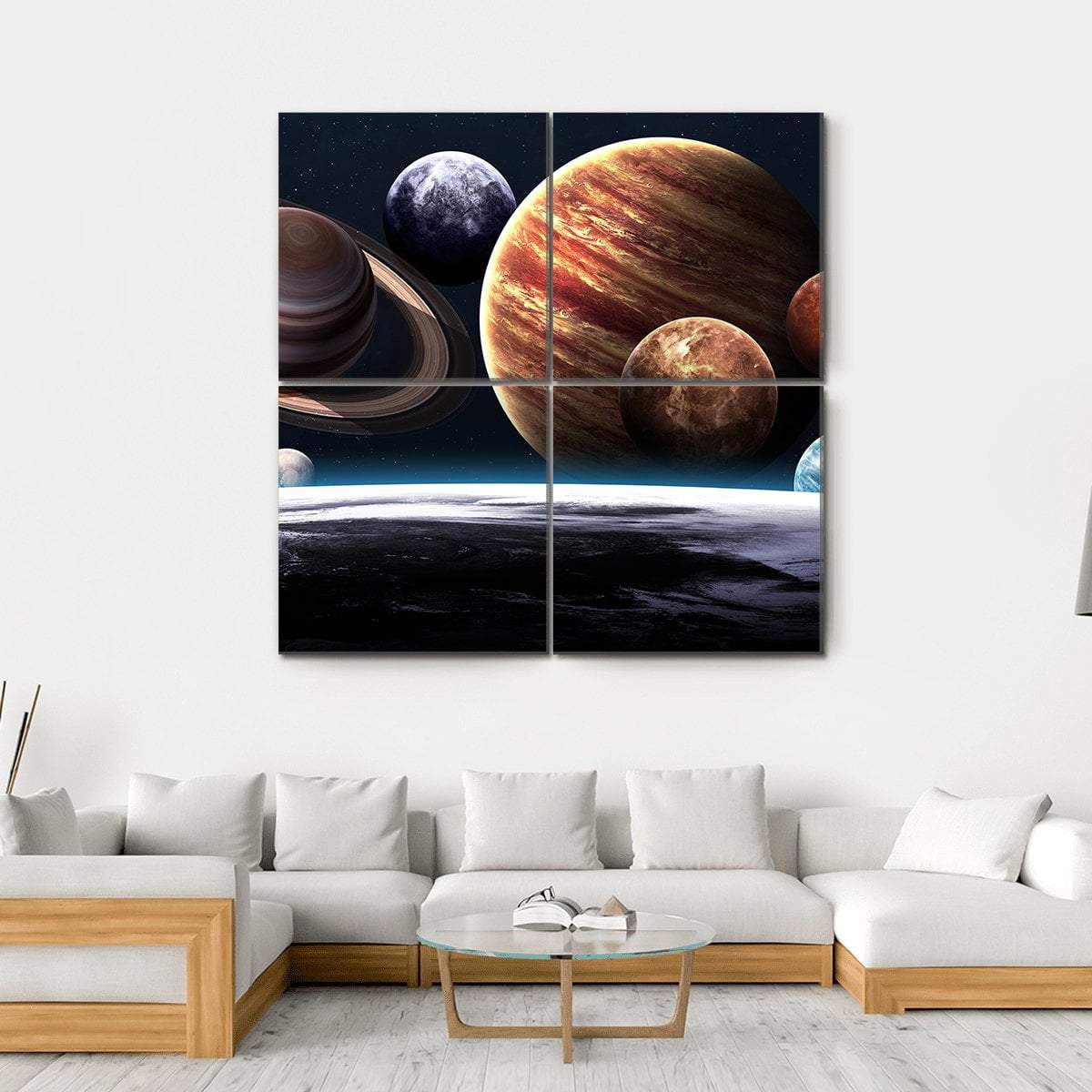 Planets Of The Solar System Canvas Wall Art-4 Square-Gallery Wrap-17" x 17"-Tiaracle