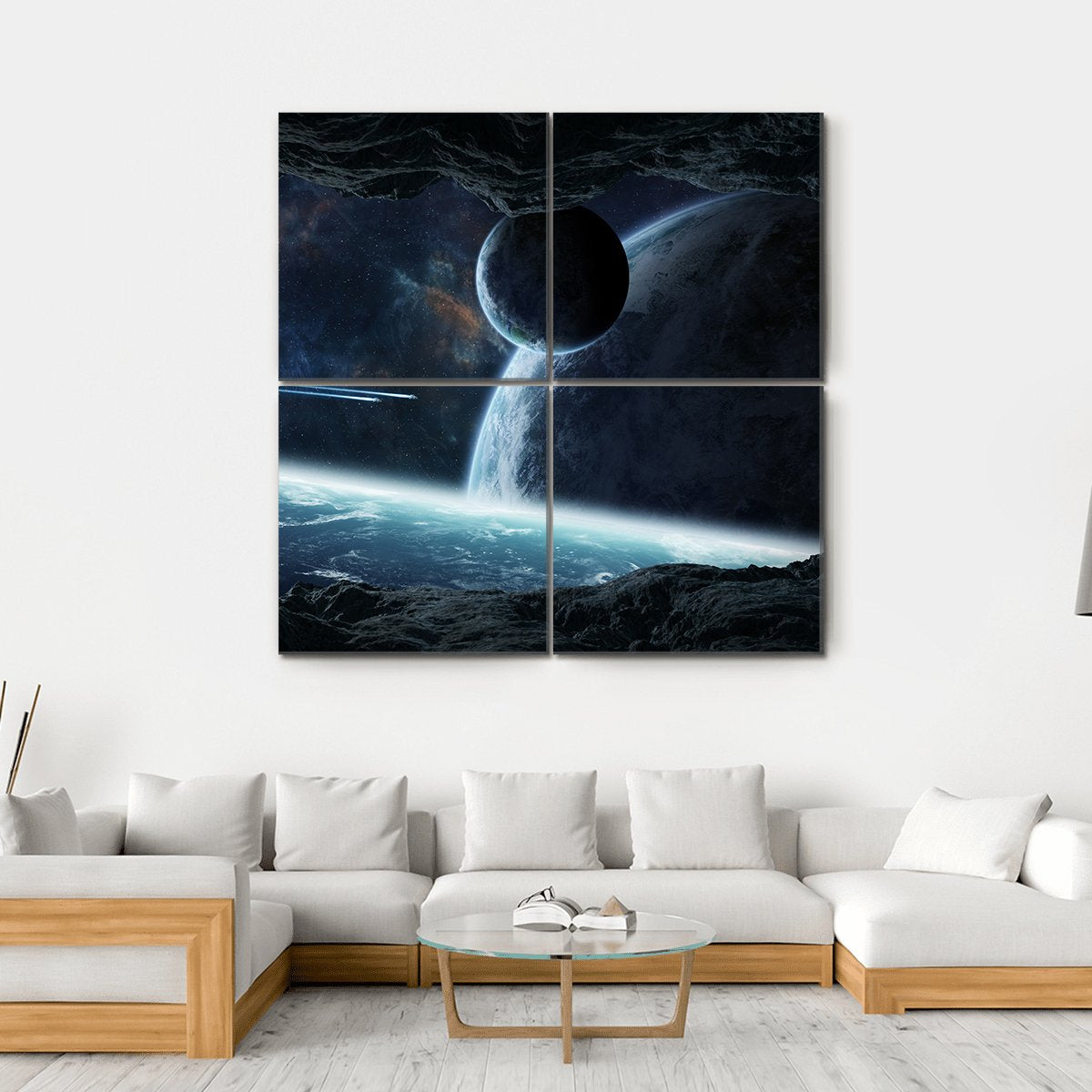 Planets View From Cave Canvas Wall Art-5 Horizontal-Gallery Wrap-22" x 12"-Tiaracle