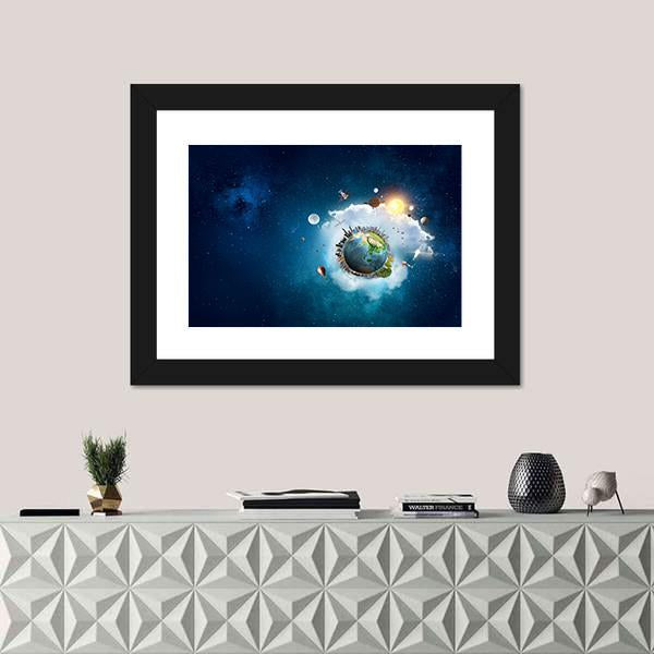 Planets With Unique Universe Canvas Wall Art-1 Piece-Framed Print-20" x 16"-Tiaracle