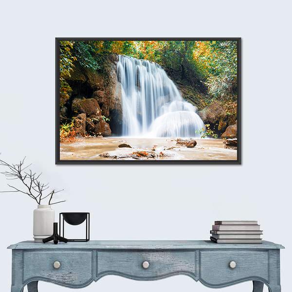 Planthong Waterfall Canvas Wall Art-1 Piece-Floating Frame-24" x 16"-Tiaracle
