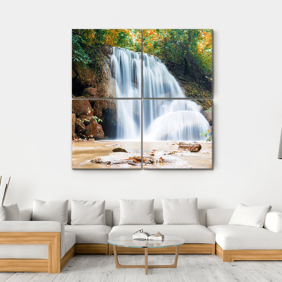 Planthong Waterfall Canvas Wall Art-4 Square-Gallery Wrap-17" x 17"-Tiaracle