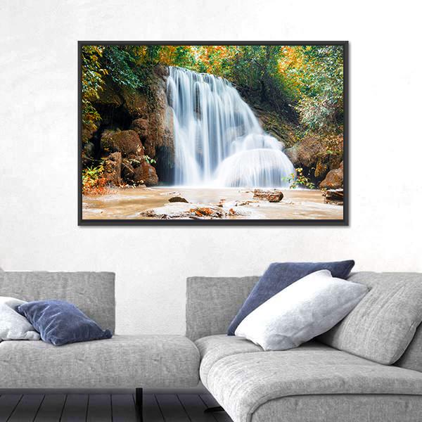 Planthong Waterfall Canvas Wall Art-3 Horizontal-Gallery Wrap-25" x 16"-Tiaracle