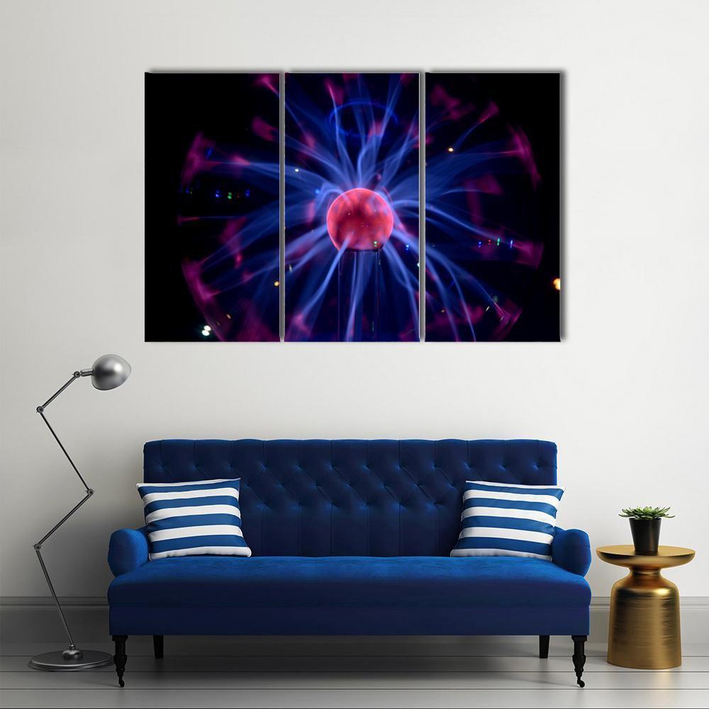 Plasma Tesla Reactor Orb Canvas Wall Art-3 Horizontal-Gallery Wrap-37" x 24"-Tiaracle