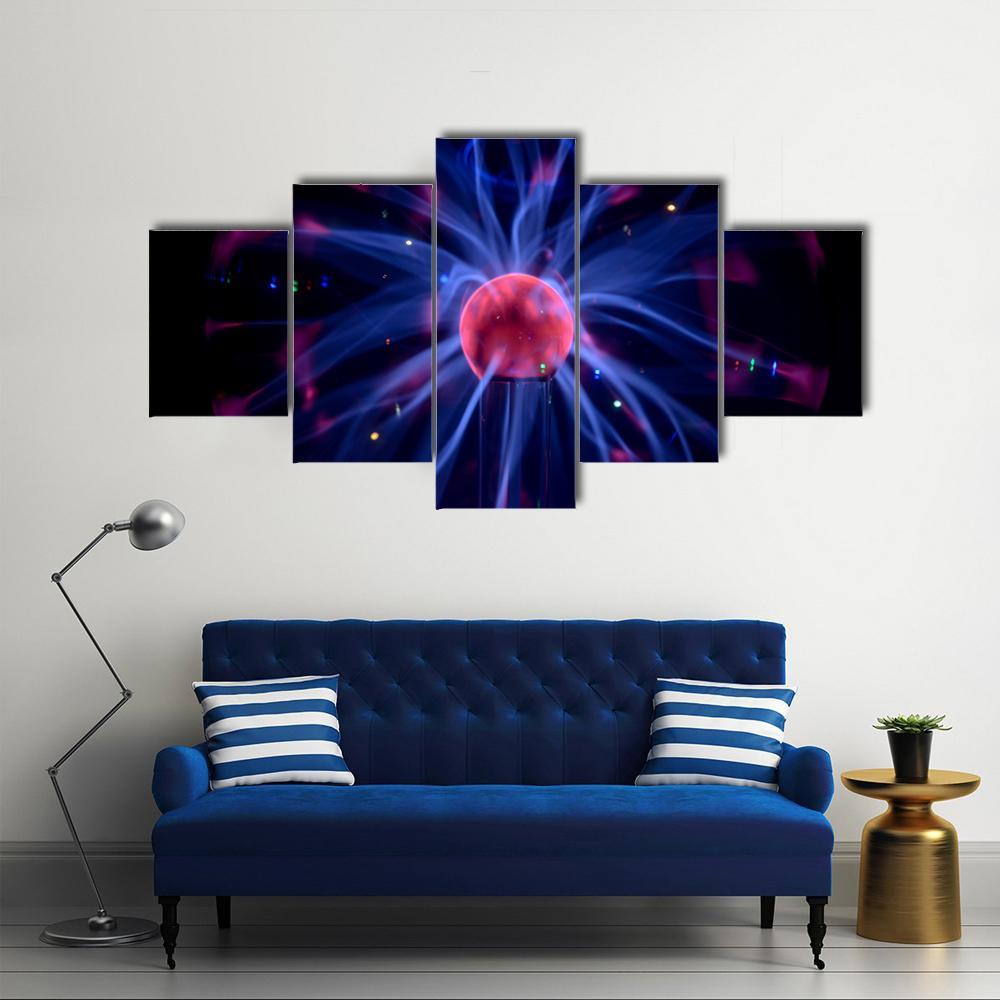 Plasma Tesla Reactor Orb Canvas Wall Art-5 Star-Gallery Wrap-62" x 32"-Tiaracle