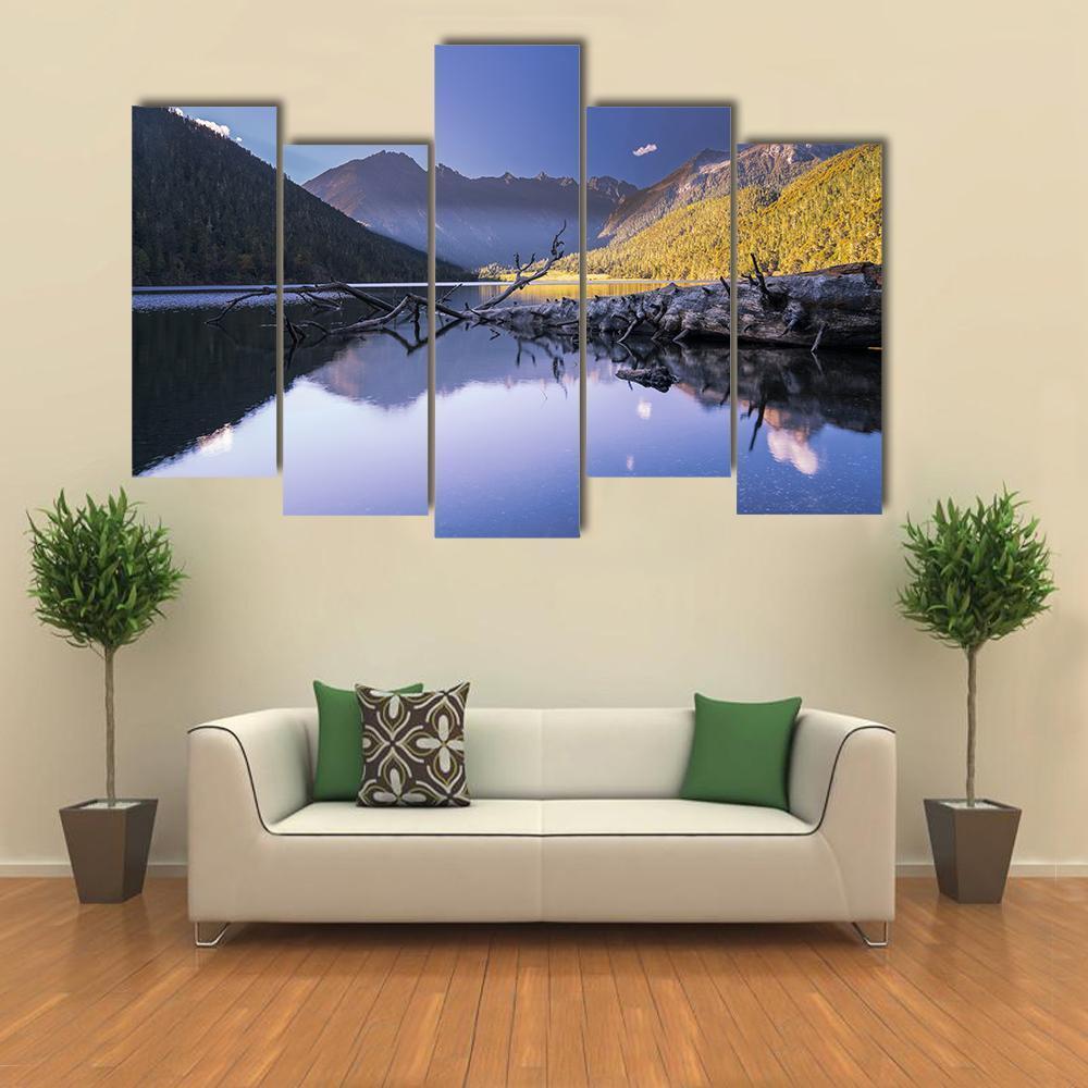 Plateau Lakes And Mountains Canvas Wall Art-5 Pop-Gallery Wrap-47" x 32"-Tiaracle