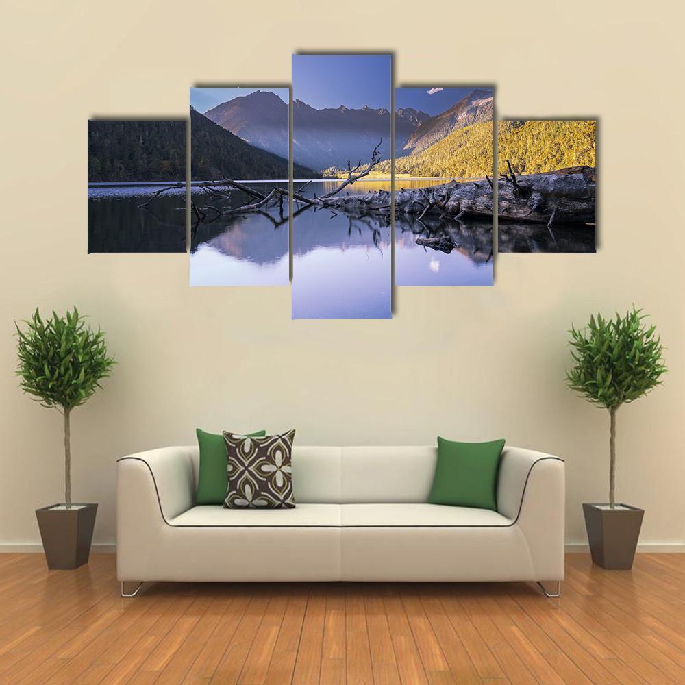 Plateau Lakes And Mountains Canvas Wall Art-5 Star-Gallery Wrap-62" x 32"-Tiaracle