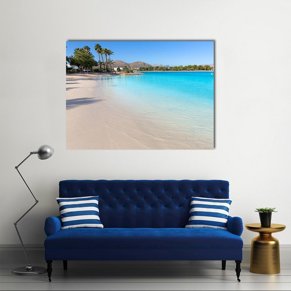 Platja De Alcudia Beach Canvas Wall Art-1 Piece-Gallery Wrap-48" x 32"-Tiaracle