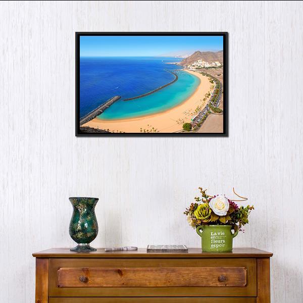 Playa de Las Teresitas Canvas Wall Art-1 Piece-Floating Frame-24" x 16"-Tiaracle
