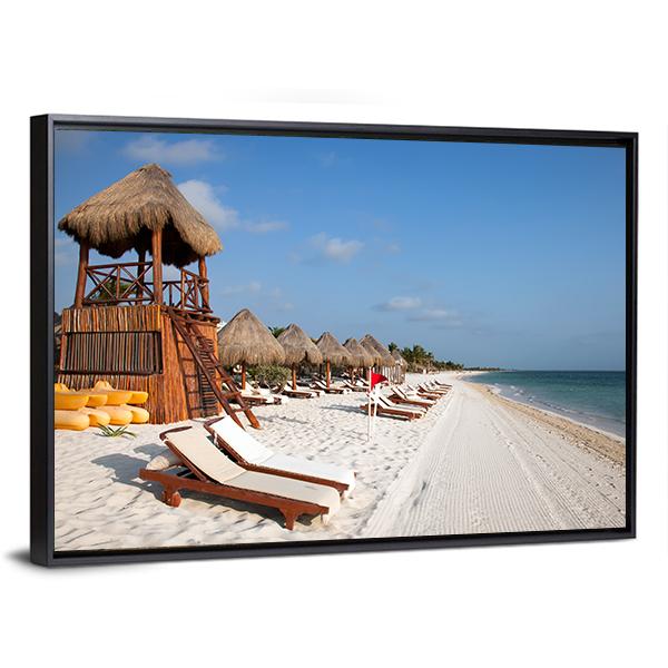 Playa Del Carmen Beach Canvas Wall Art-3 Horizontal-Gallery Wrap-25&quot; x 16&quot;-Tiaracle