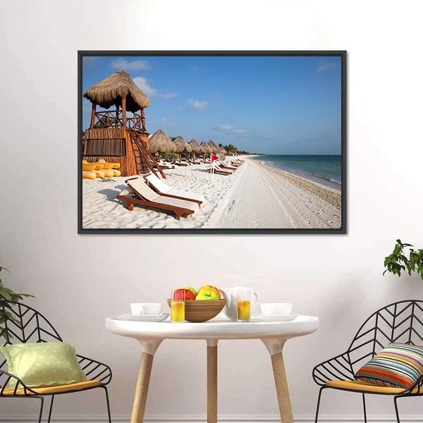 Playa Del Carmen Beach Canvas Wall Art-3 Horizontal-Gallery Wrap-25&quot; x 16&quot;-Tiaracle