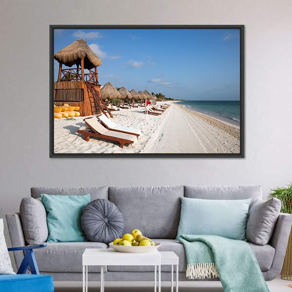 Playa Del Carmen Beach Canvas Wall Art-3 Horizontal-Gallery Wrap-25" x 16"-Tiaracle
