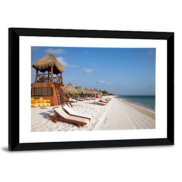 Playa Del Carmen Beach Canvas Wall Art-3 Horizontal-Gallery Wrap-25&quot; x 16&quot;-Tiaracle